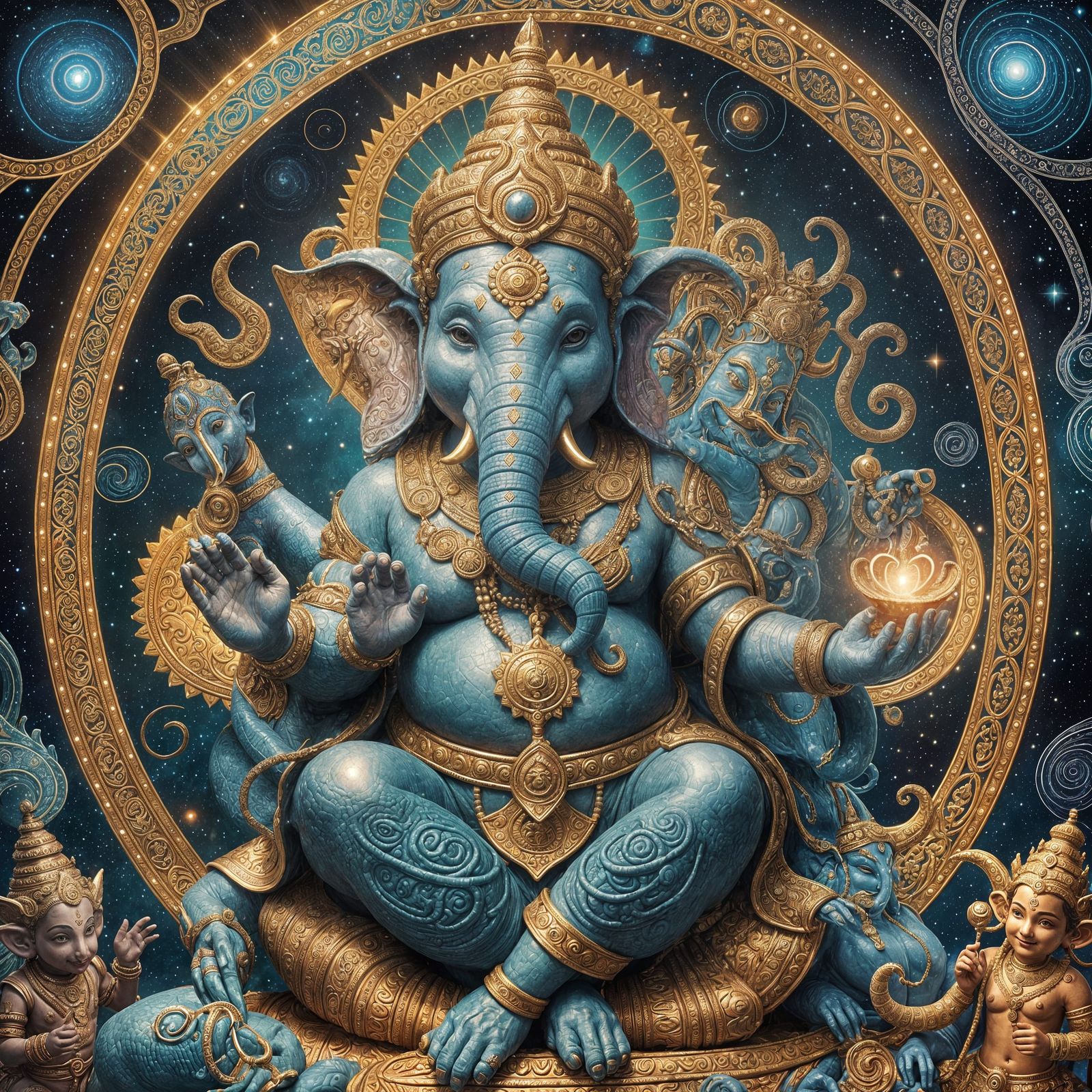 Ganesha as Wealthy God in Cosmic Astral Art