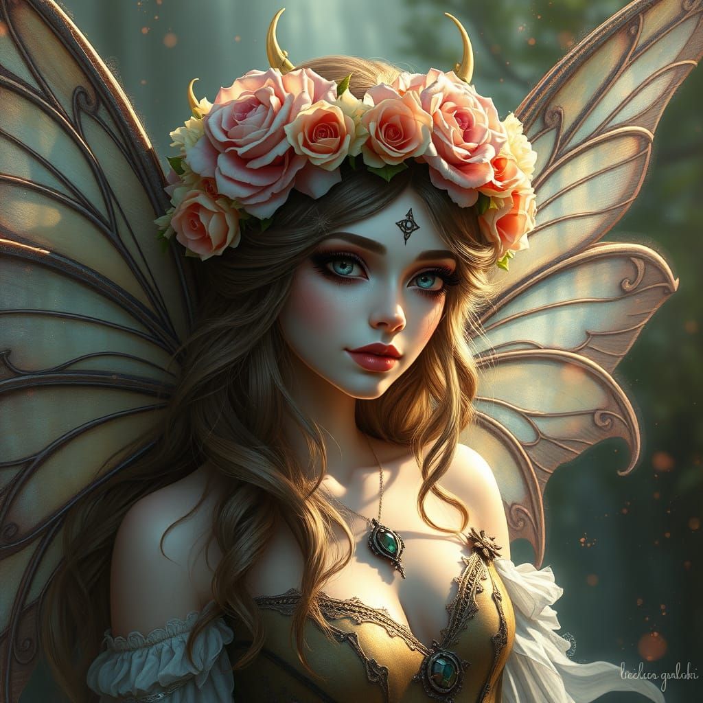 Gothic Wiccan Fairy in Ethereal Fantasy Landscapes