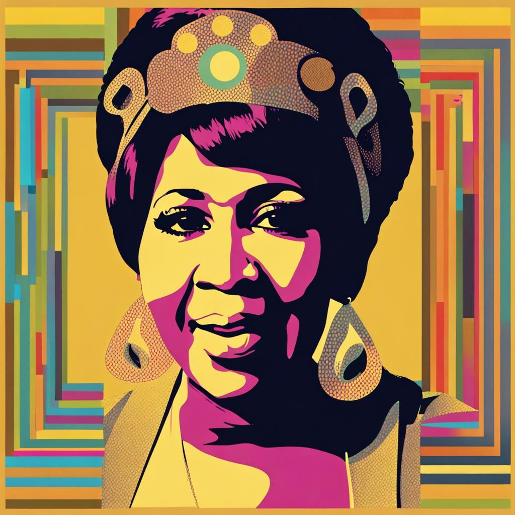 Aretha Franklin in Vibrant Pop Art Style