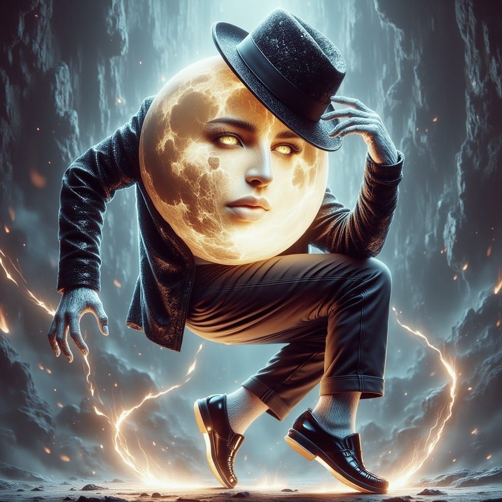 Mysterious Lunar Dancer in a Grunge Raw Conceptual Scene