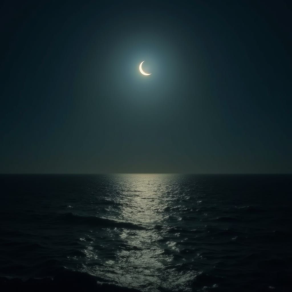Lunar Eclipse over Ocean Waves in Cinematic Style
