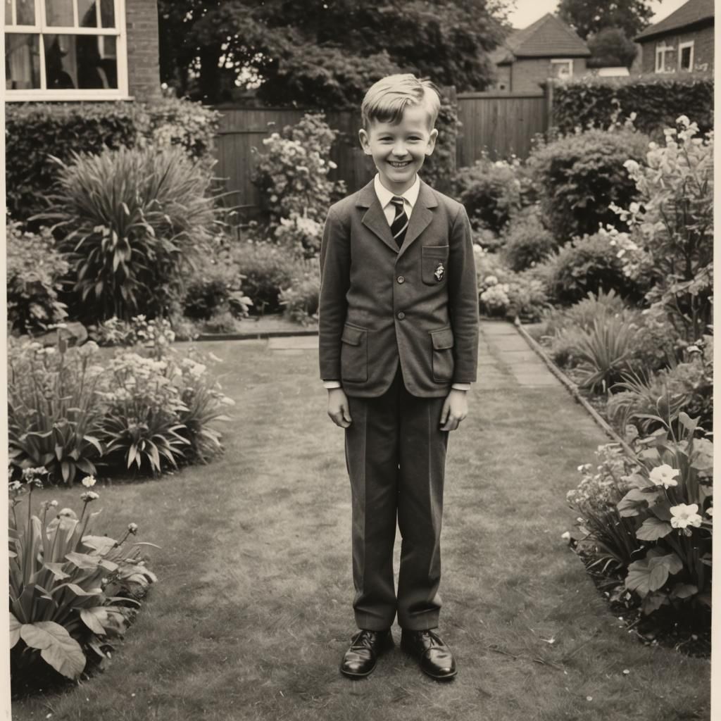 Vintage Snapshot of Boy in School Uniform