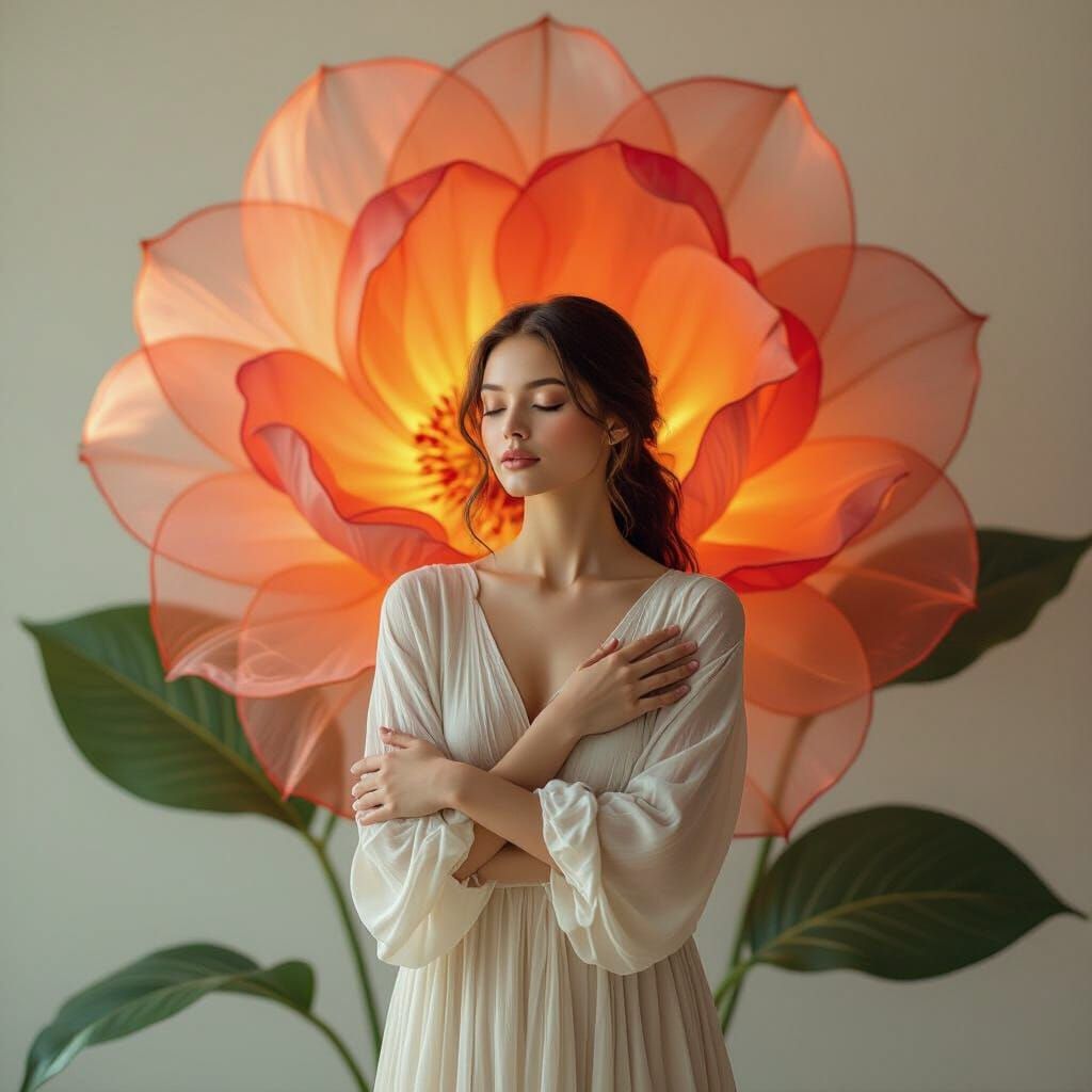 Ethereal Flower Portrait in Dreamlike Style