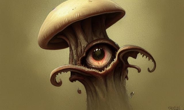 Sinister Mushroom with Maw and Eye, Fantasy Art