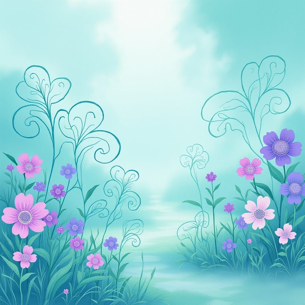 Ethereal Zentangle Garden in Watercolor Style