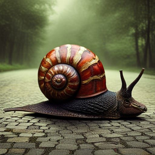 Steampunk Snail on Post-Apocalyptic Pavement
