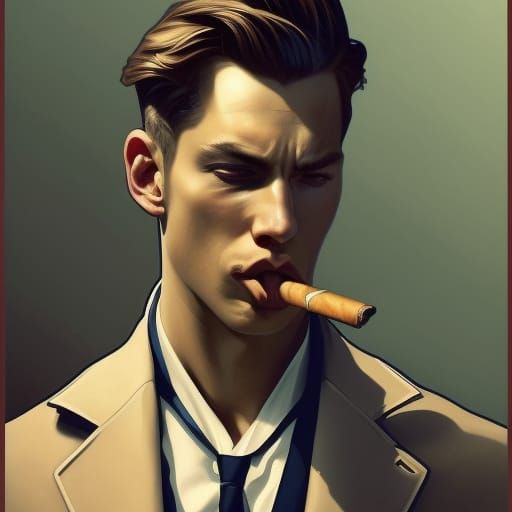 Man Smoking Cigar: Hyperdetailed Portrait