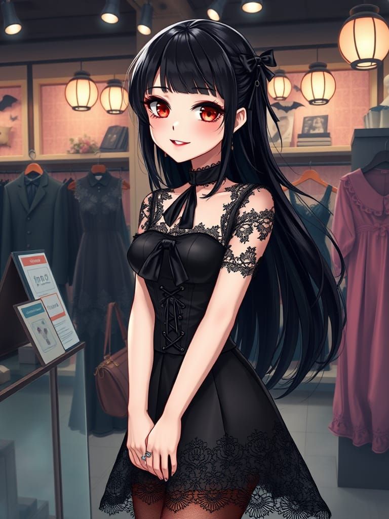 Gothic Vampire Woman in Shibuya Chic Style