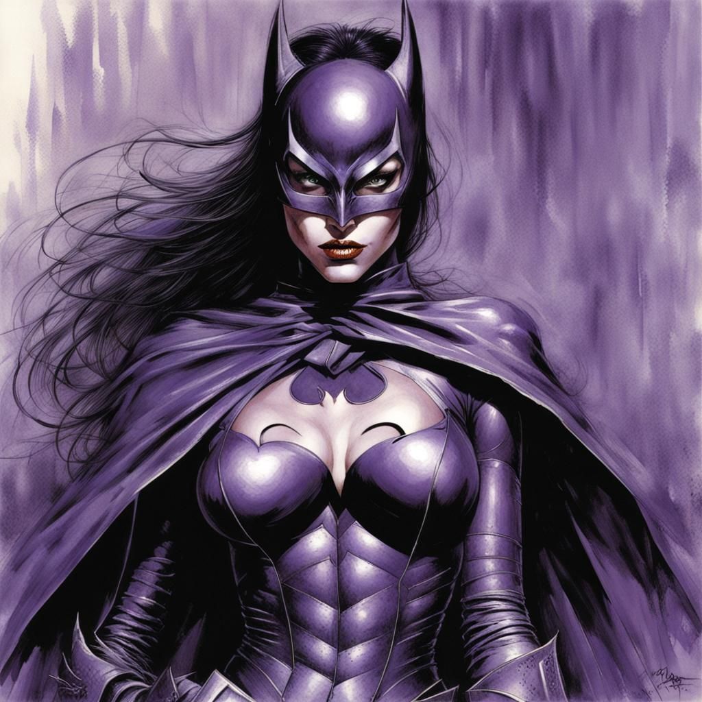 Purple Batgirl in Comic Book Style