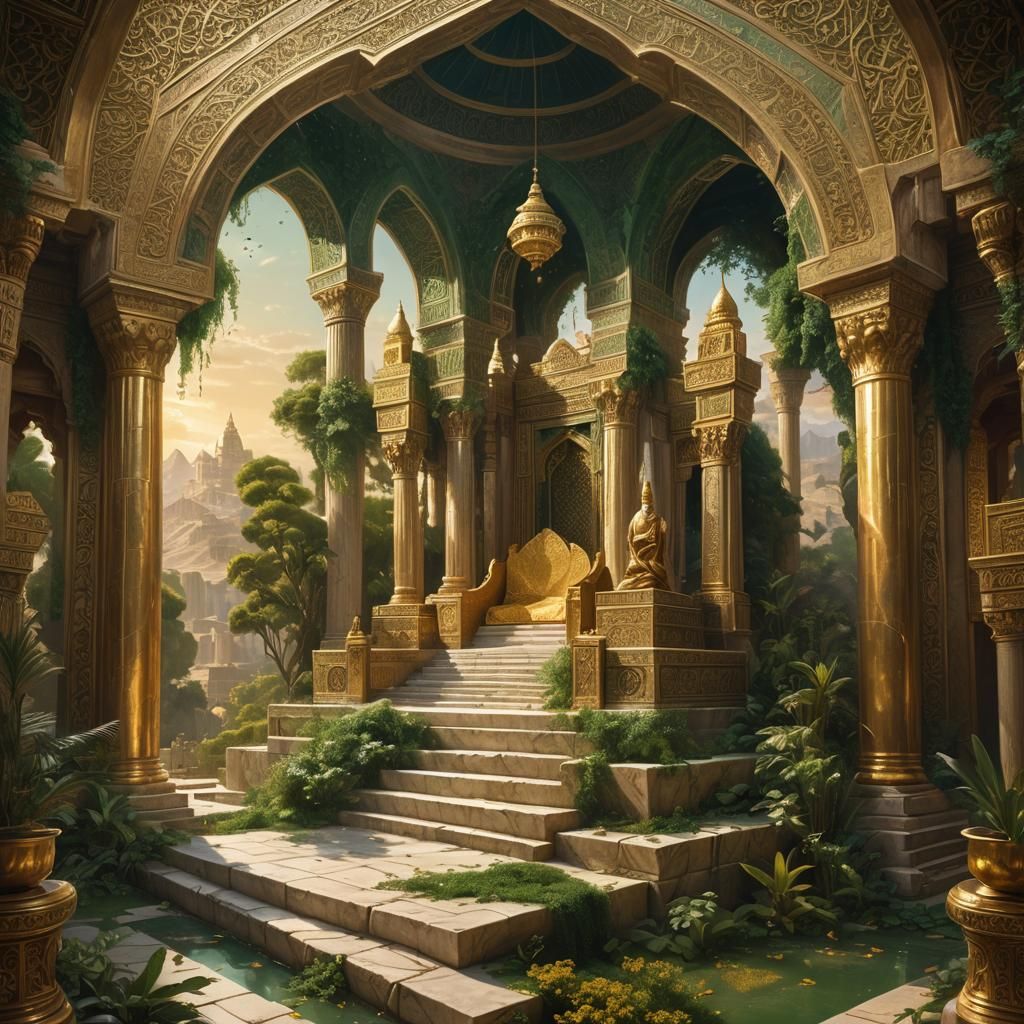 Allah on Temple Throne: Fantasy Concept Art
