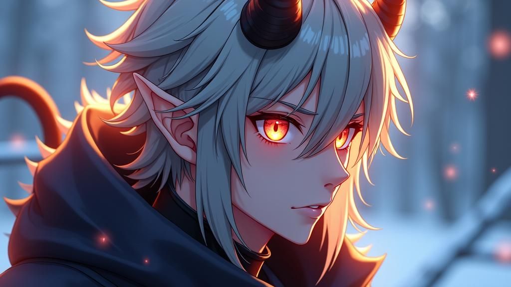 Warmth-Seeking Demon with Platinum Hair