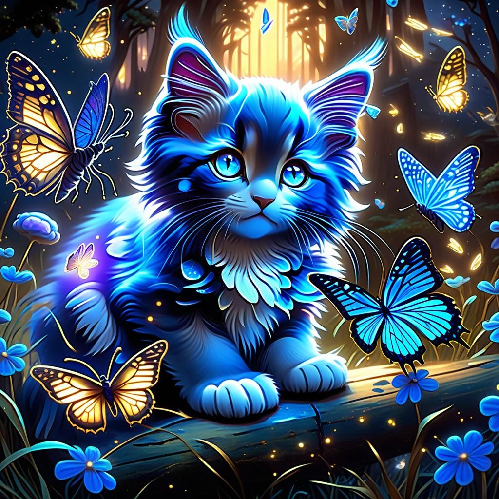 Cosmic Puppy and Kitten Dreamscape in Twilight