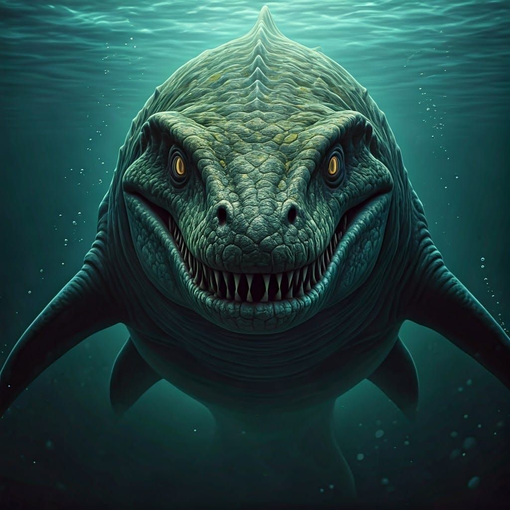 Photorealistic Marine Reptile Hybrid in Gothic Horror Style