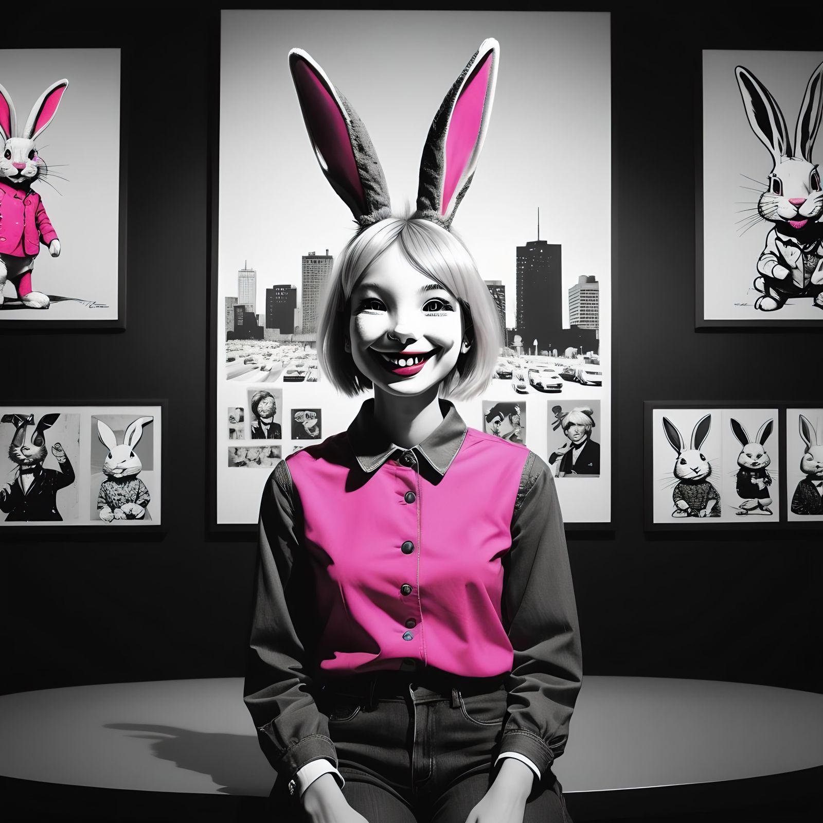 Abstract Bunny Portrait in Pop Art Style