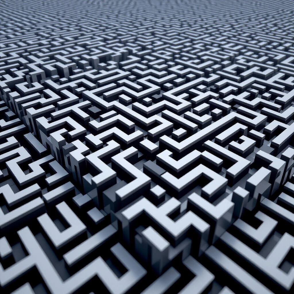 Monochrome 3D Geometric Patterns Fill Phone Screen