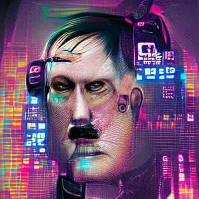 Cyberpunk Dystopian Figure in Dark Cityscape