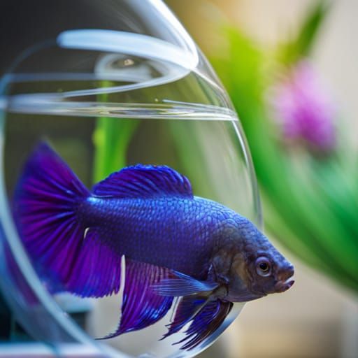 Blue and Purple Betta Fish in Bowl