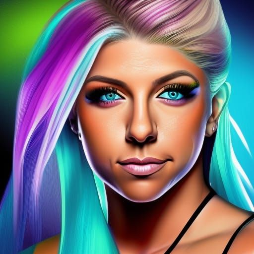 Hyperrealistic Portrait of Alexa Bliss in Splash Art Style