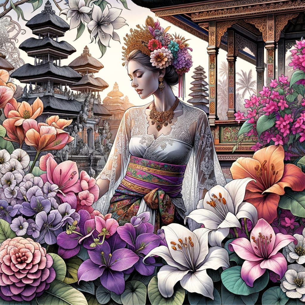 highly detailed, 8k resolution, a beautiful Balinese woman a...