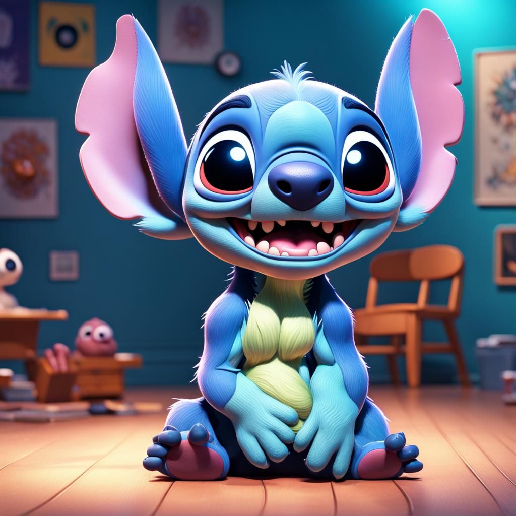 Stitch in Pixar Style 3D Digital Art