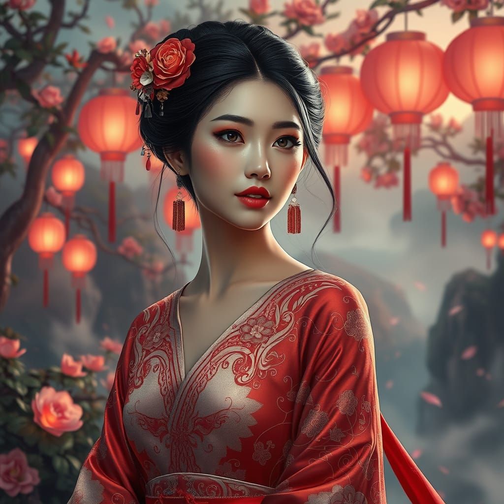 Ethereal Asian Goddesses in Fantastical Silk Attire