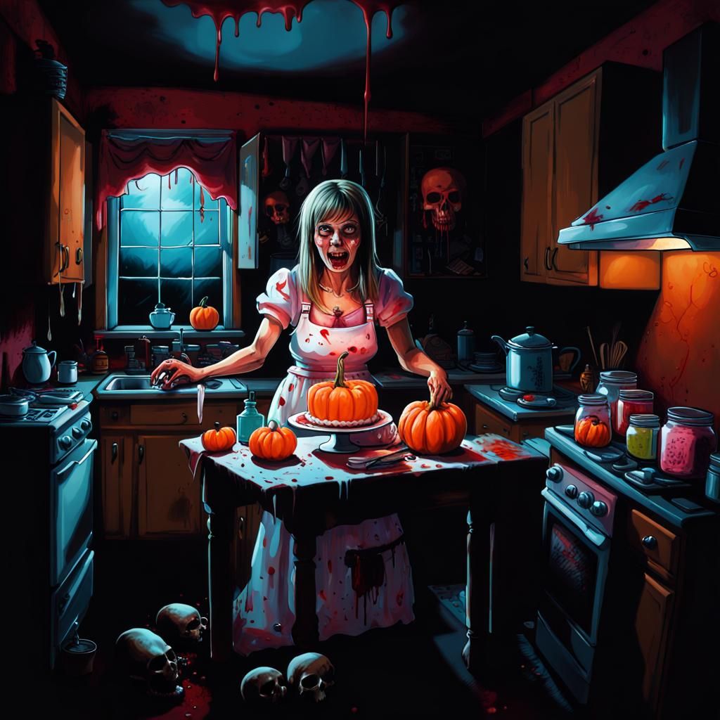 Ghoulish Kitchen: Horror-Themed Baking Scene
