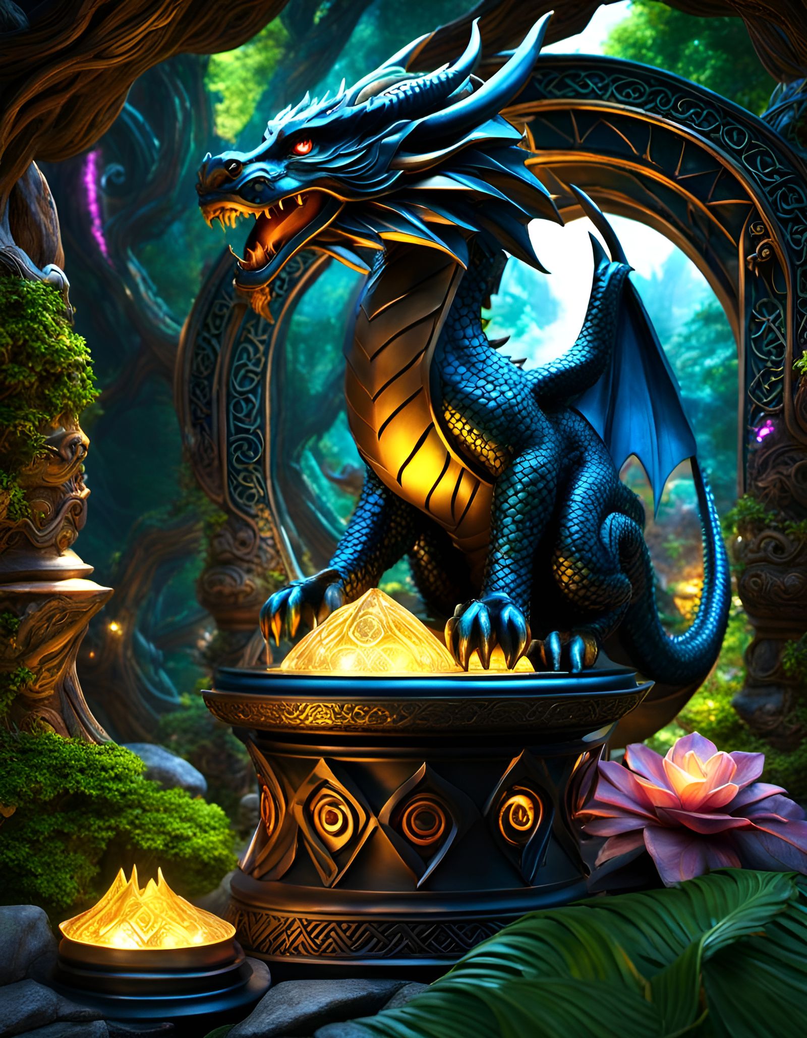 Emerald Dragon Temple with Celtic Symbols