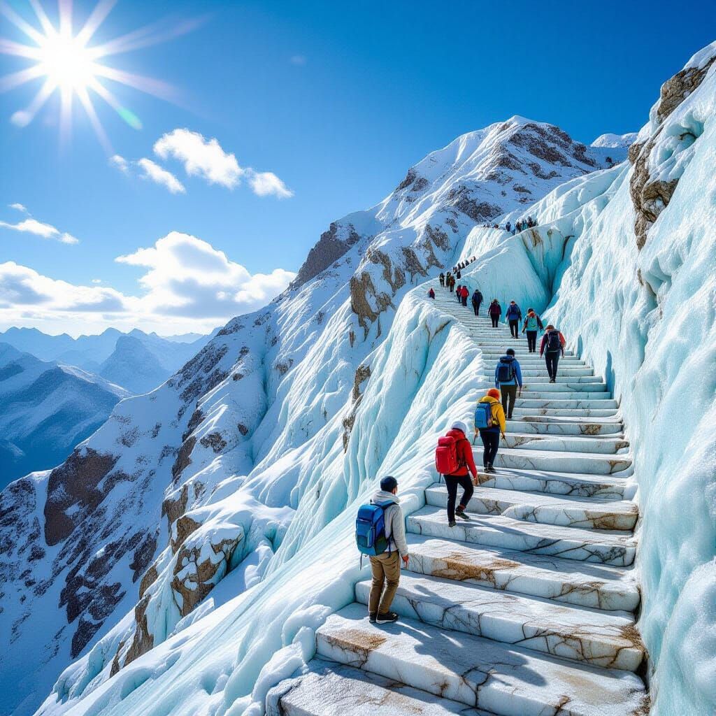 Marble Stairway to Mountain Summit