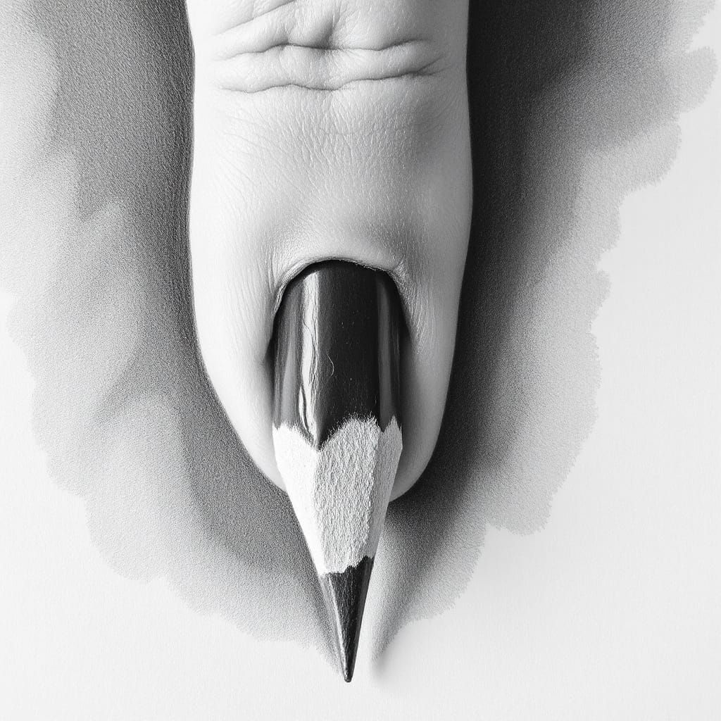 Surreal Finger Transforms Into Pencil Drawing Portrait