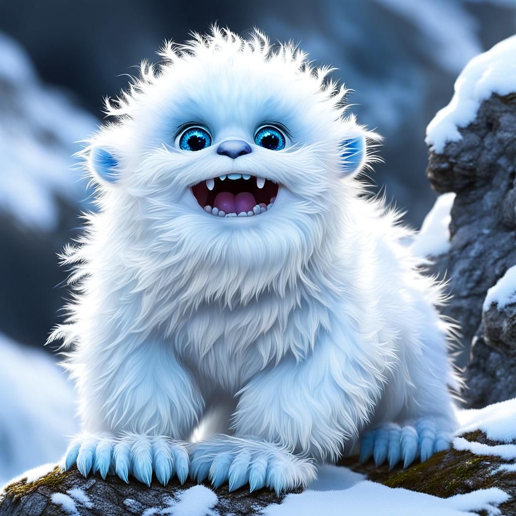 Cute Baby Yeti in Winter Wonderland