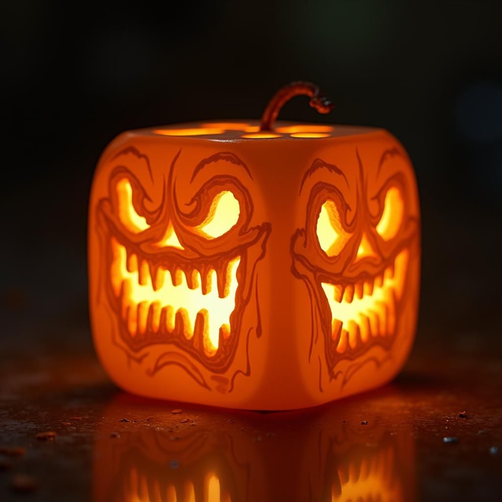 Glowing Jack-O-Lantern Die in Whimsical Style