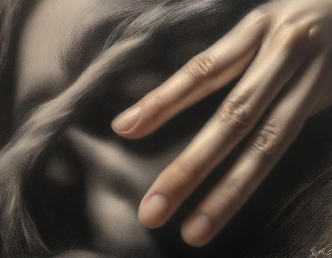 Comforting Hand: Charcoal Drawing in Realist Style