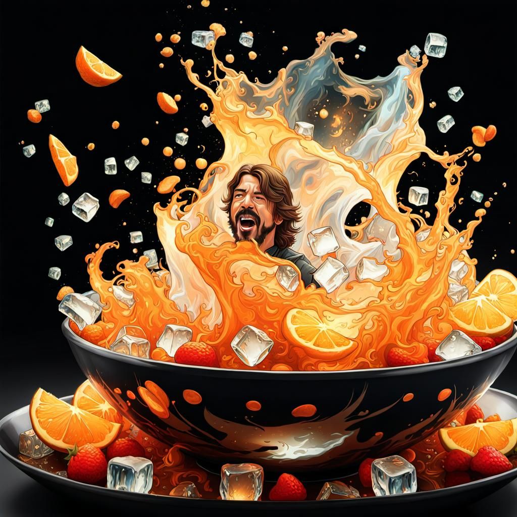 Dave Grohl Enjoys Ice in Cubist Watercolor