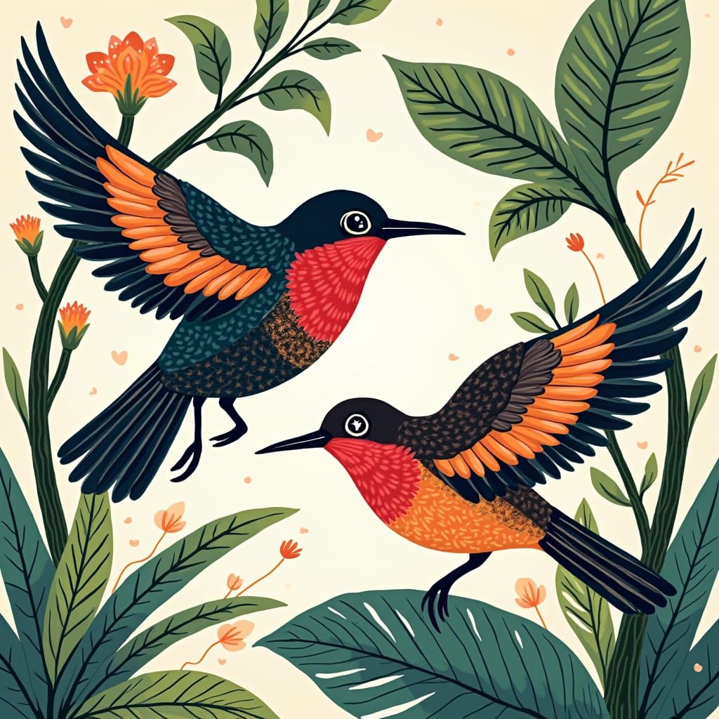 Birds in Flight: Geometric and Dreamy Art