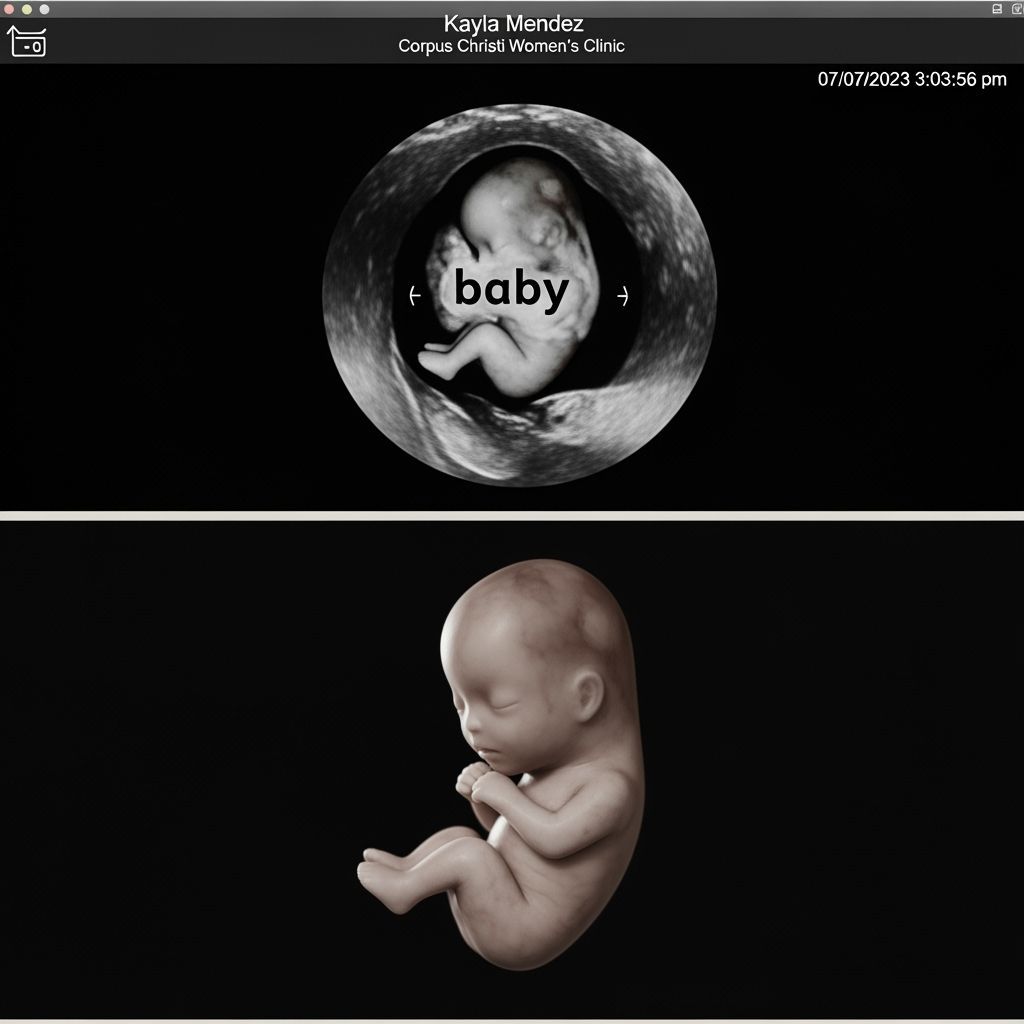 Realistic Ultrasound of 4-Week-Old Fetus on Screen