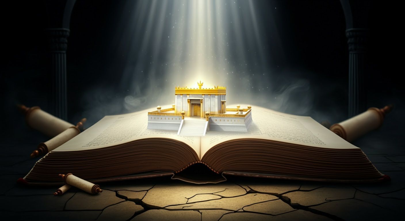 Ancient Holy Temple Rises From Glowing Hebrew Book