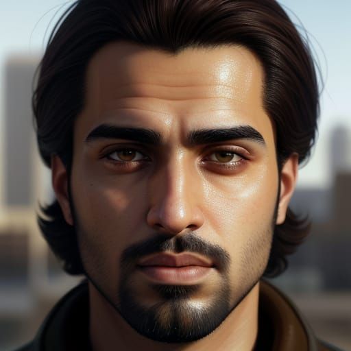 Portrait of a Young Arab Man in Hyper-Realistic Style