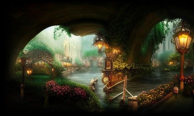 Steampunk Fairy Venice in Underground Cave Cavern