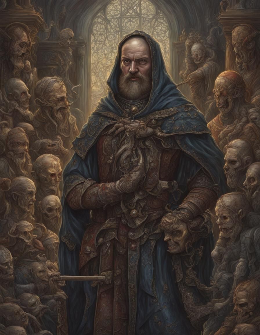 Medieval Rivals Portrait in Dark Fantasy Style
