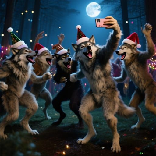 Werewolves Celebrate New Year's Eve in Forest Party