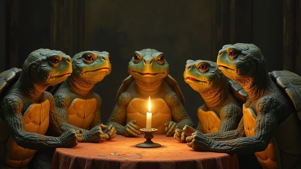 Renaissance Turtles Singing in Candlelight, Baroque Style
