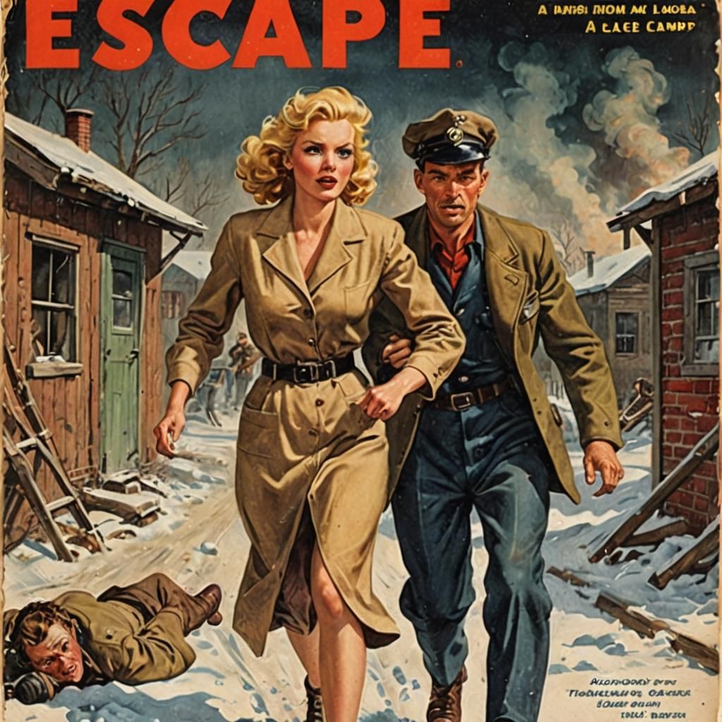 Vintage Pulp Magazine Cover: Escape from Labor Camp