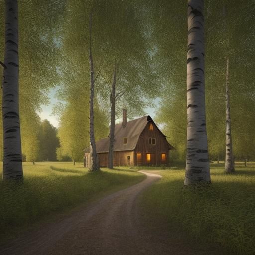 Nobleman's Manor in Birch Grove: Romantic Photorealism