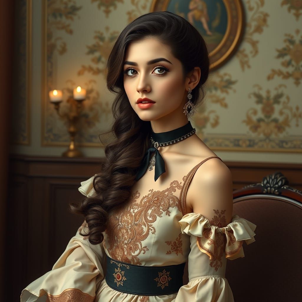 Elegant Lady in Art Nouveau Style