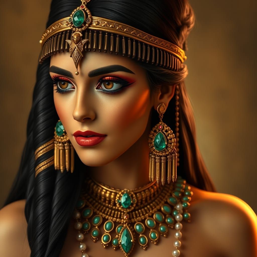Cleopatra's Regal Beauty: Exquisite Jewelry Portrait