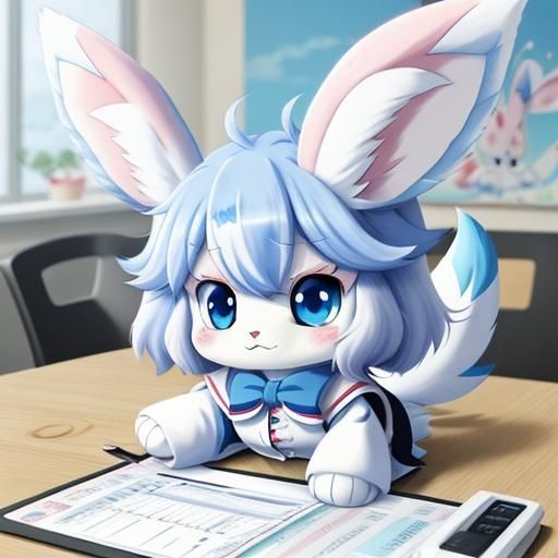 Cute Sylveon Tax Troubles in Anime Style