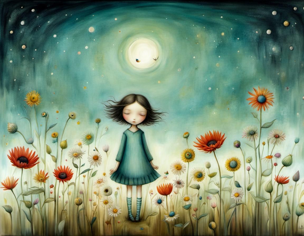 Floral Portrait in Whimsical Style