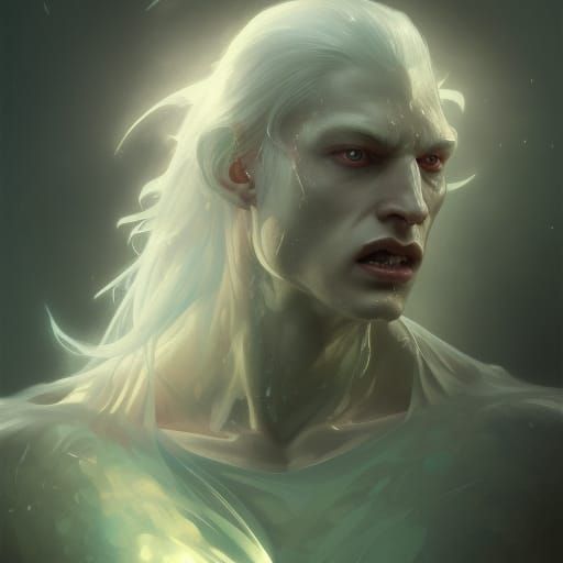 Albino Demon Portrait in Hyperdetailed Style