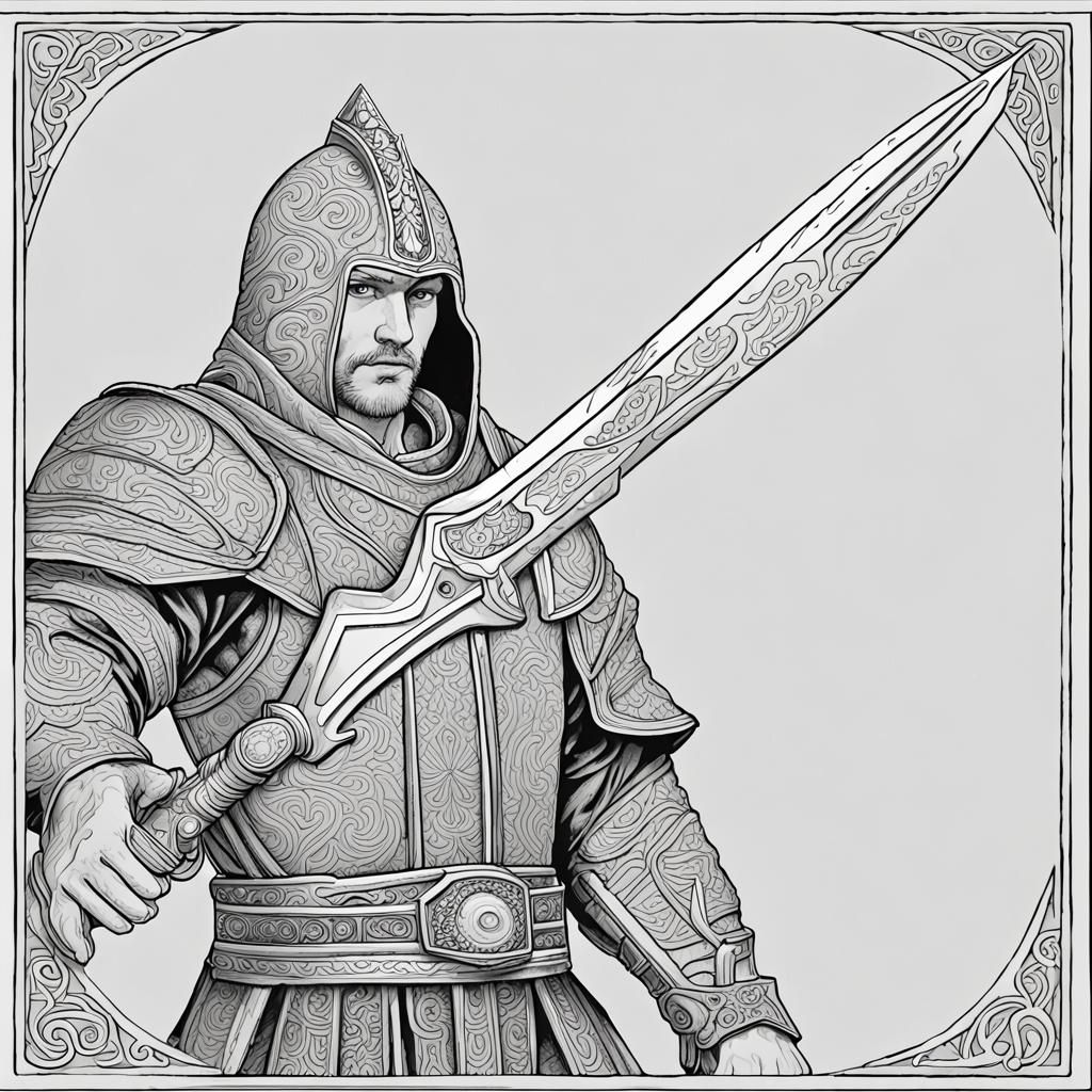 Medieval Soldiers Fighting with Glaives: Book of Kells Style