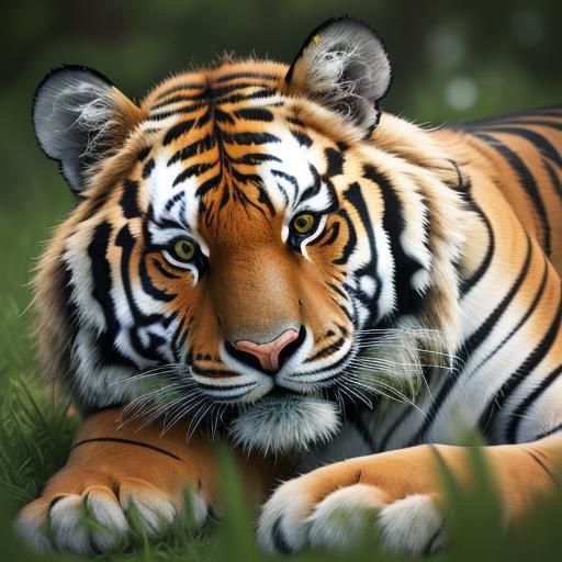 Tiger in Olive Green Grass: Wildlife Photography